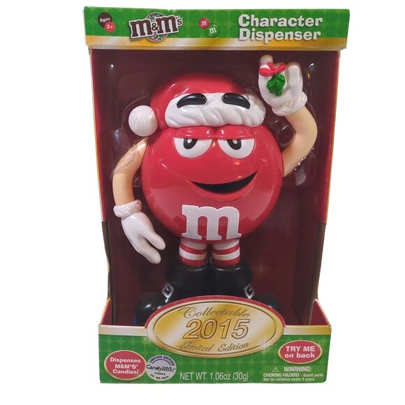 2015 Limited Edition M&M’s Character Dispenser RED Christmas Santa Mistletoe New - Picture 1 of 7